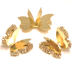Set Clip & Earrings Butterfly 3 Pieces - Gold Plated