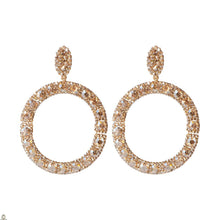 Gold Hoop Earrings Encrusted with Crystals
