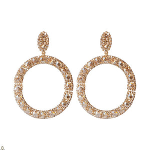 Gold Hoop Earrings Encrusted with Crystals