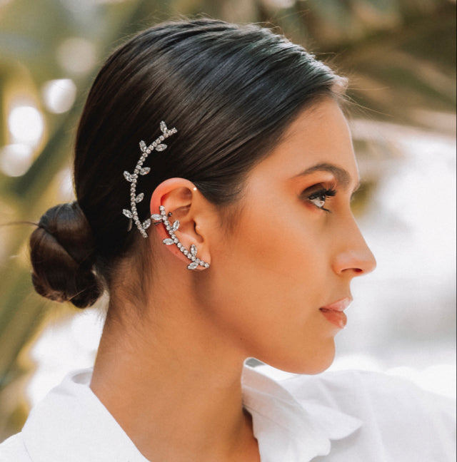 Set Rhinestone Ear Cuff Earrings & Clip -3 Pieces