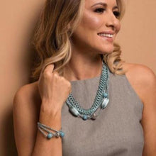 Turquoise Chains Bracelet With Blue Jade - Palladium Plated