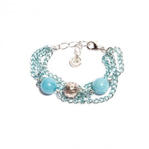 Turquoise Chains Bracelet With Blue Jade - Palladium Plated