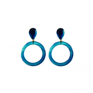 Blue Circle Agate Earrings