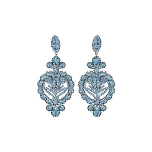 Aqua Blue Earrings Encrusted Crystals
