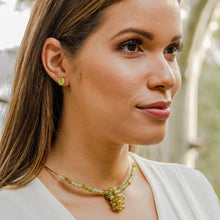 Set Choker Green Crystals & Earrings Green Jade - Gold Plated