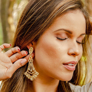 Renascence Earrings Encrusted with Gold Crystals