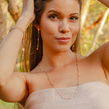 Set Necklace, Bracelet & Earrings With Colourful Crystals - Rose Gold Plated