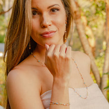 Set Necklace, Bracelet & Earrings With Colourful Crystals - Rose Gold Plated