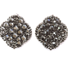 Lozenge Earrings Studded with Dark Grey Crystals